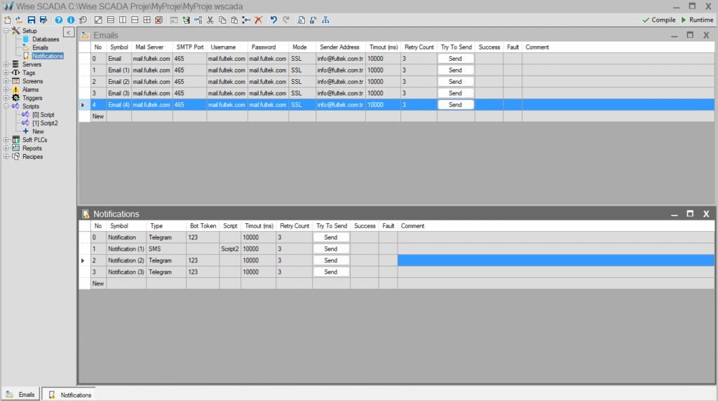 Wise SCADA: Email / Notifications – Flexible Notification Management