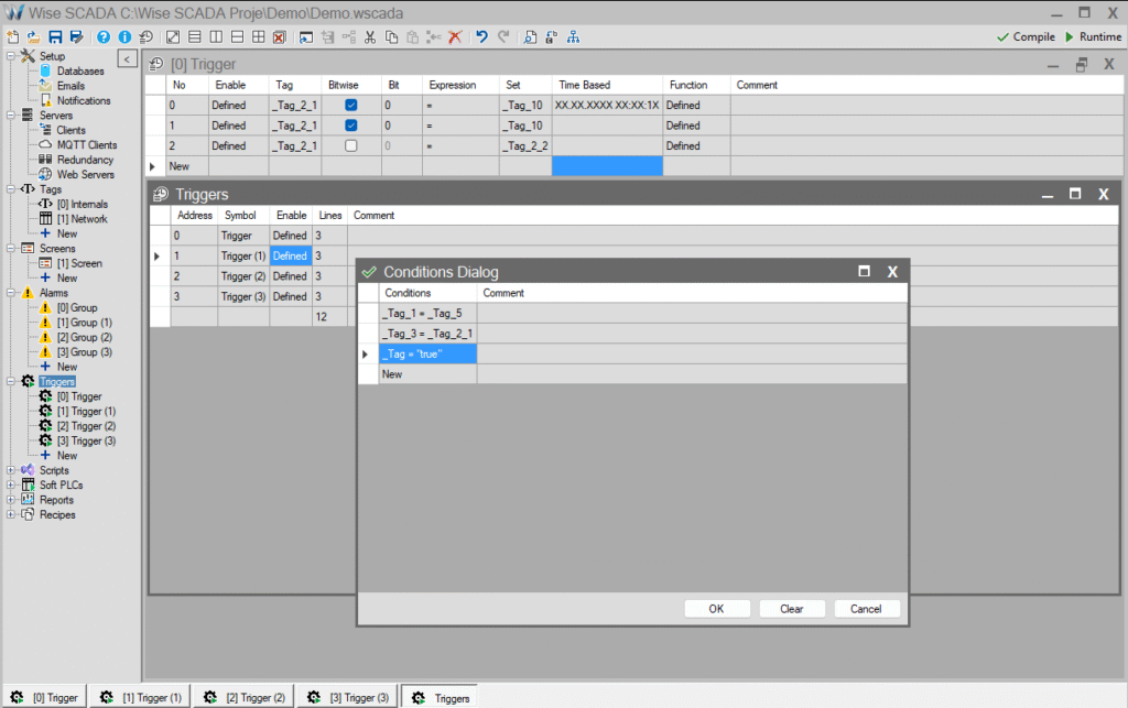 Wise SCADA: Trigger – Automatic Actions Based on Conditions or Time